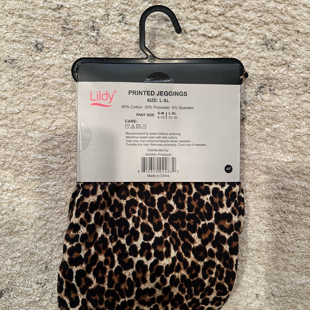 Lildy Leopard Print Jeggings - Black and Brown - Picture 2 of 2